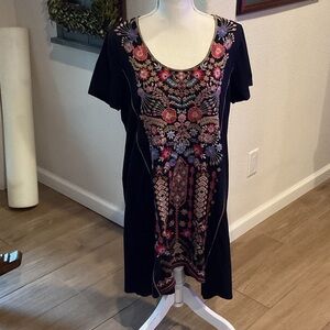 Floral Embroidered Black Dress, Johnny Was